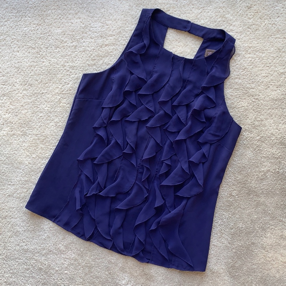 Trulli Ruffled Tank Keyhole Blouse